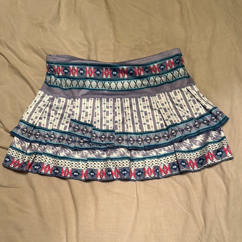 Lucky in Love Patterned Blue and Red Women's Skirt